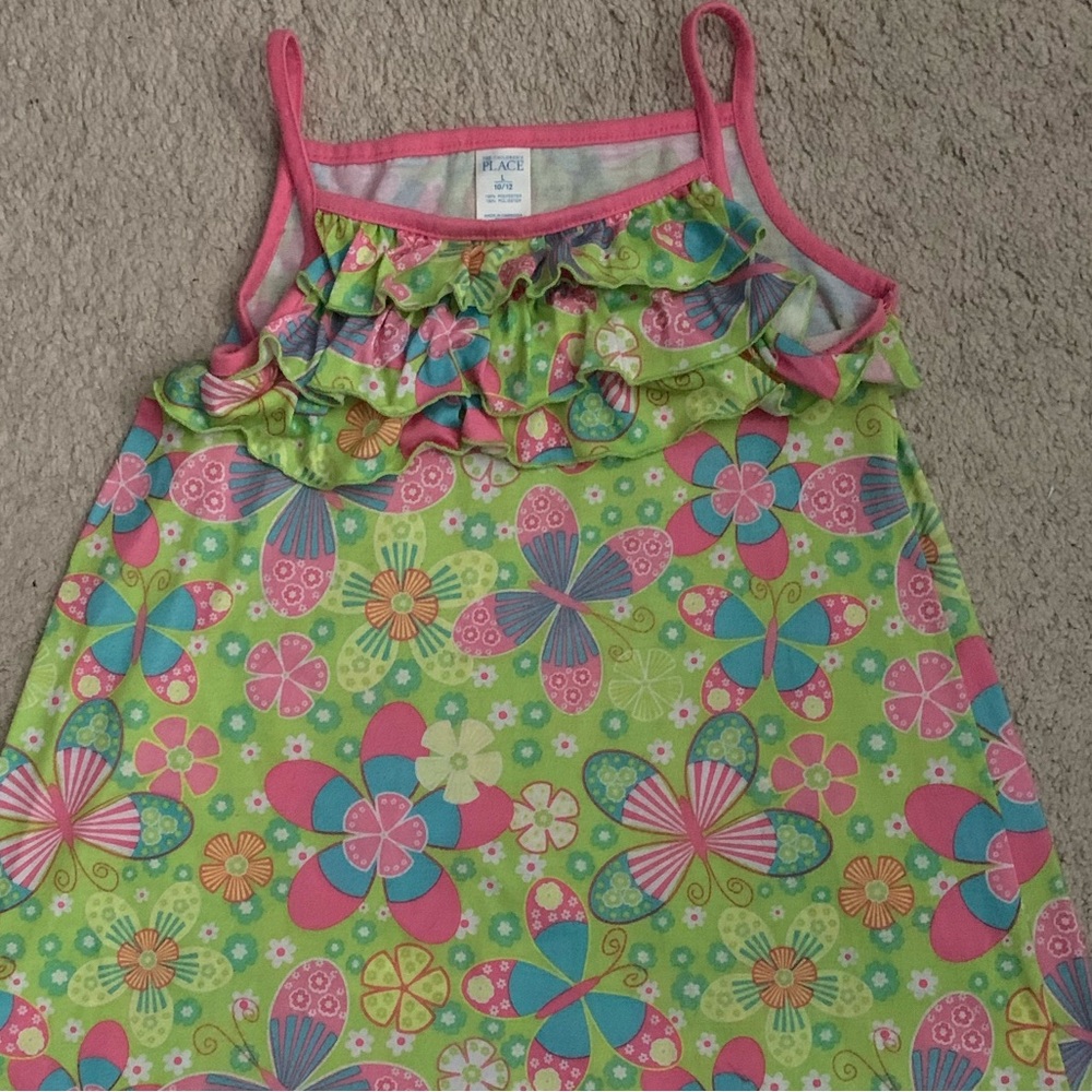 Children’s Place Pink Green Butterfly Flower Summer Nightgown Dress